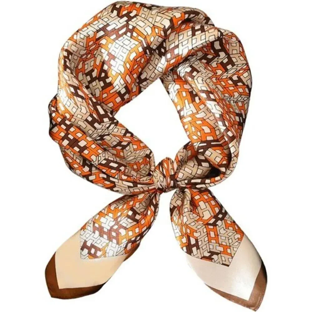 Hair Bandanas Scarf For Women Lightweight Orange Fashion Neck Silk Satin Head